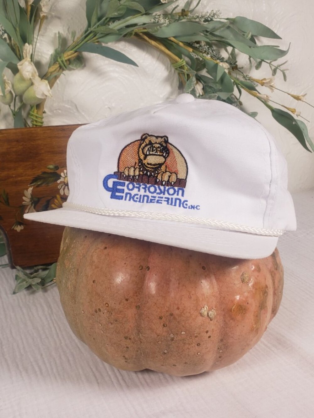 Vintage Rope Snapback Hat Corrosion Engineering White Trucker Dad Cap